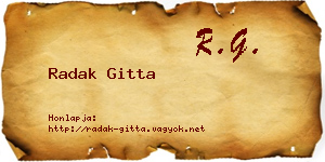 Radak Gitta névjegykártya
